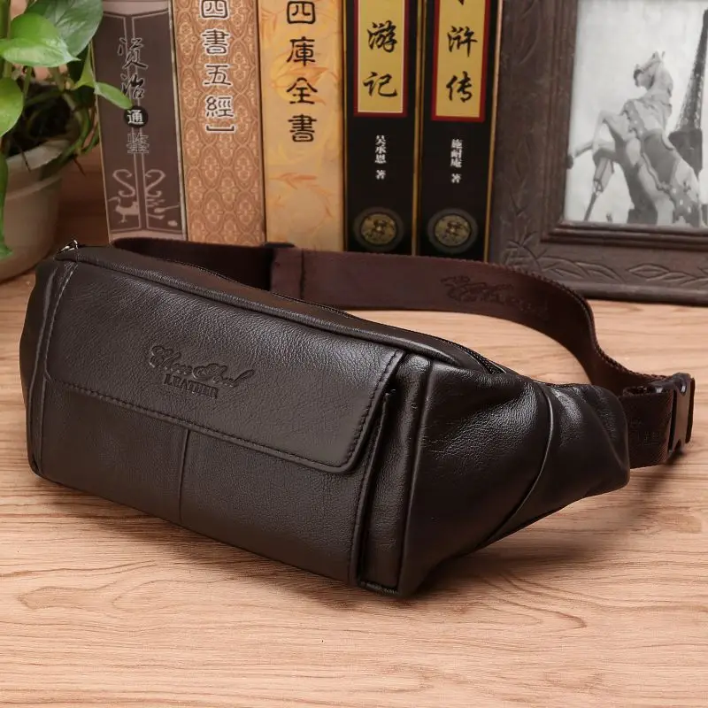 Men Accessories Box - กระเป๋าคาดเอวหนังแท้สำหรับผู้ชาย กระเป๋าสะพายข้างอเนกประสงค์ ใส่โทรศัพท์มือถือ กระเป๋าเดินทาง ดีไซน์เนอร์ กระเป๋าคาดอก
