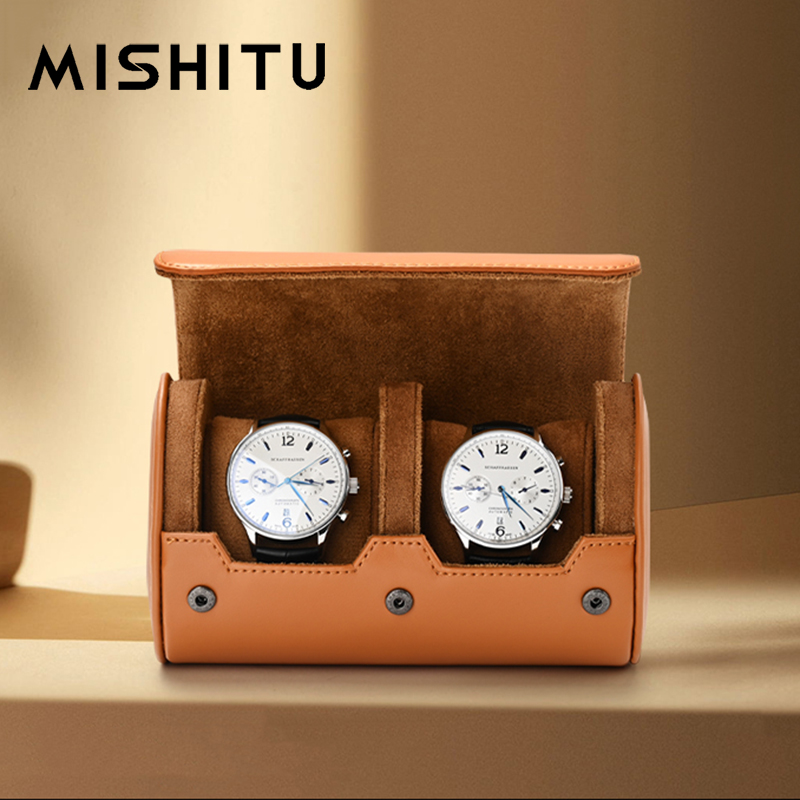 Men Accessories Box - MISHITU 1/2/3-Slot นาฬิกาม้วนกระเป๋าเดินทางแบบพกพา Vintage หนังนาฬิกากล่องเก็บกระเป๋านาฬิกาผู้ชายของขวัญ