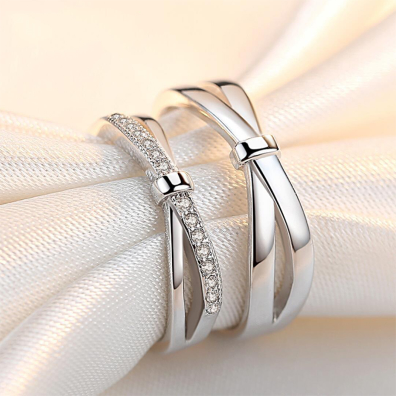 Men'S Accessories Hand Bands - โรแมนติก Bowknot แหวนคู่คริสตัลปูสไตล์เรียบง่ายเปิดแหวนหมั้นสําหรับผู้ชายผู้หญิงคนรัก 'อุปกรณ์เสริมมือ