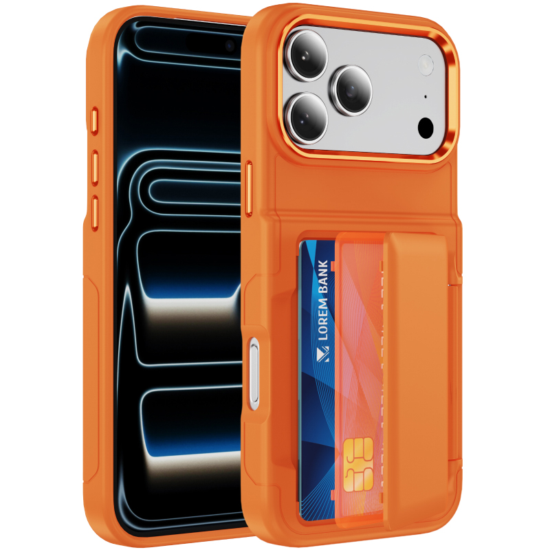 Phone Wallet Combo - เคสโทรศัพท์แบบแข็งสีพื้น ผิวสัมผัสแบบด้าน พร้อมช่องใส่บัตร ป้องกันการกระแทก สำหรับ iPhone
