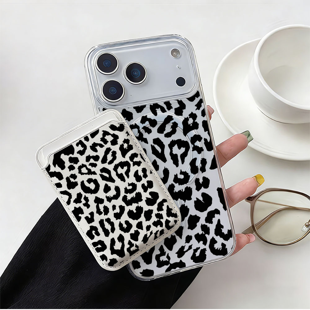 Phone Wallet Combo - เคสโทรศัพท์ลายเสือดำสำหรับใส่บัตรแม่เหล็ก Magsafe สำหรับ iPhone 17 16