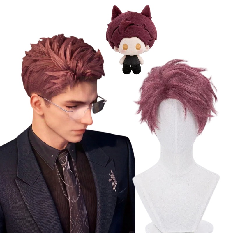Men Accessories For Party - วัลโก วิก เกม เลิฟ แอนด์ ดีพสเปซคอสเพลย์ผมสั้นสีแดงวิกผมสังเคราะห์อุปกรณ์ประกอบฉากสำหรับเล่นบทบาทอุปกรณ์เสริมสำหรับผู้ชายธีมปาร์ตี้