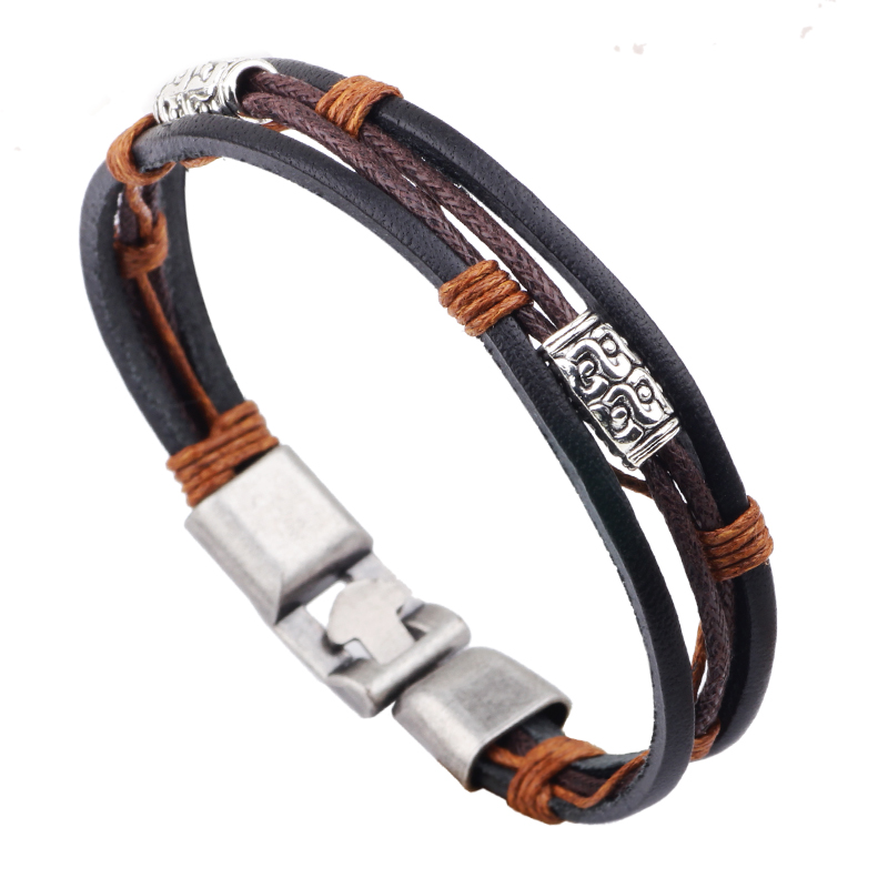 Men'S Accessories Hand Bands - 22 ซม.สามชั้นสร้อยข้อมือหนังผู้ชายผู้หญิงทอมือสร้อยข้อมือผู้หญิงสร้อยข้อมือสีขาวสีน้ําตาลสายรัดข้อมือเครื่องประดับ