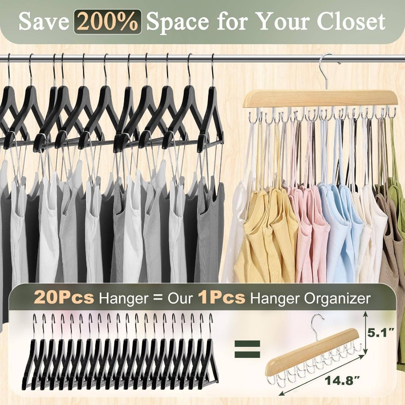 ไม้แขวนเสื้อผ้าแบบไม้ ที่แขวนเ - Men'S Accessories Organizer For Wardrobe บทวิจารณ์และราคา