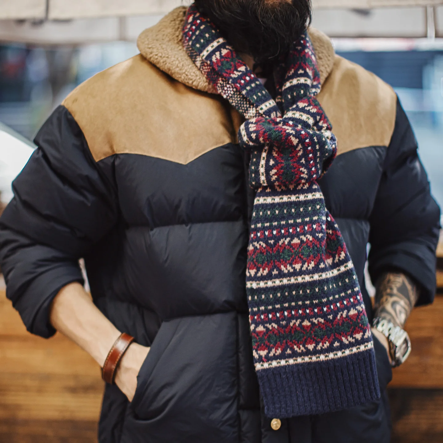 ชุดผ้าพันคอและหมวกไหมพรมลาย Fa - Men'S Accessories Vintage บทวิจารณ์และราคา