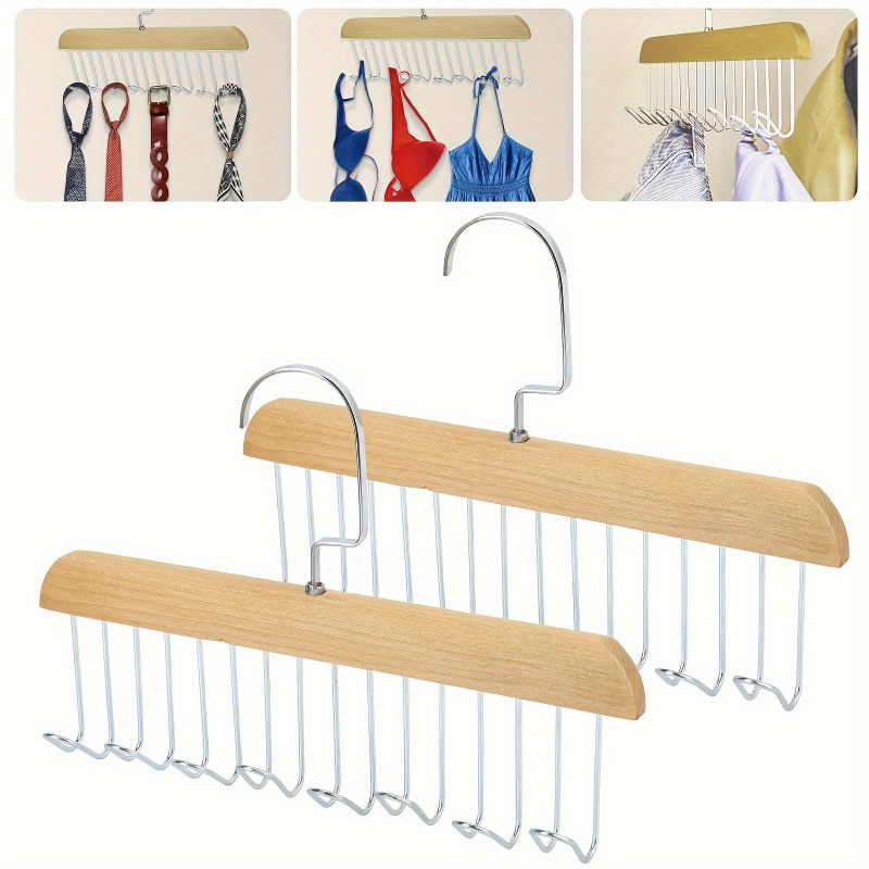 8 ตะขอไม้เข็มขัด Rack ไม้แขวนเ - Men'S Accessories Organizer For Wardrobe บทวิจารณ์และราคา